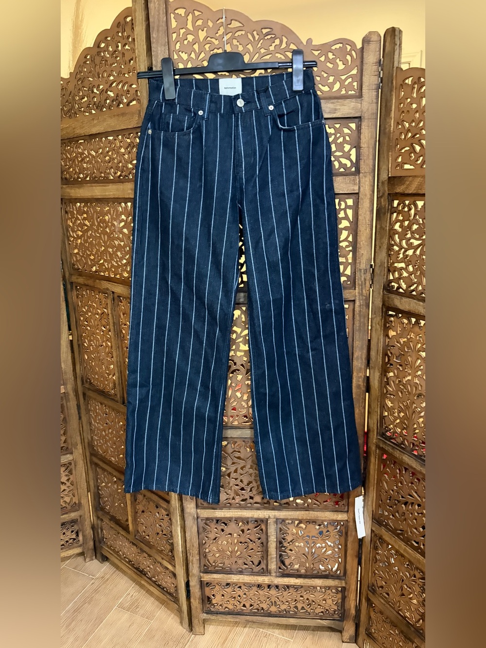 Reformation Cary Low Rise Slouchy Wide Leg Pinstripe NEW NWT - Picture 5 of 6